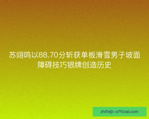 苏翊鸣以88.70分斩获单板滑雪男子坡面障碍技巧银牌创造历史 苏翊鸣以88.70分斩获单板滑雪男子坡面障碍技巧银牌创造历史